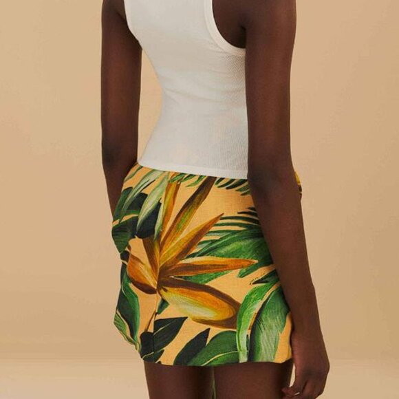 FARM RIO Women's Yellow Bananart Side Bow Mini Skirt Size S (Dirty) - Picture 3 of 10